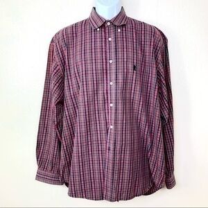 T Harris London Men’s shirt Red Plaid buttons XXL